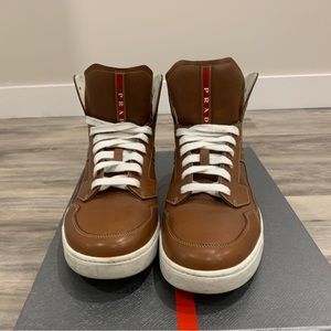 Prada Leather Brown Hightops (Size 8.5 UK/9.5 US)